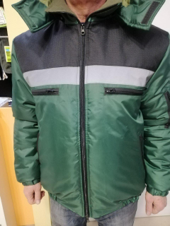 Куртка робоча ЗИМОВА з капюшоном, тканина ВС, ЗЕЛЕНА р.48-50 ( зріст 3/4, 5/6) ; 52-54( зріст5/6) - фото