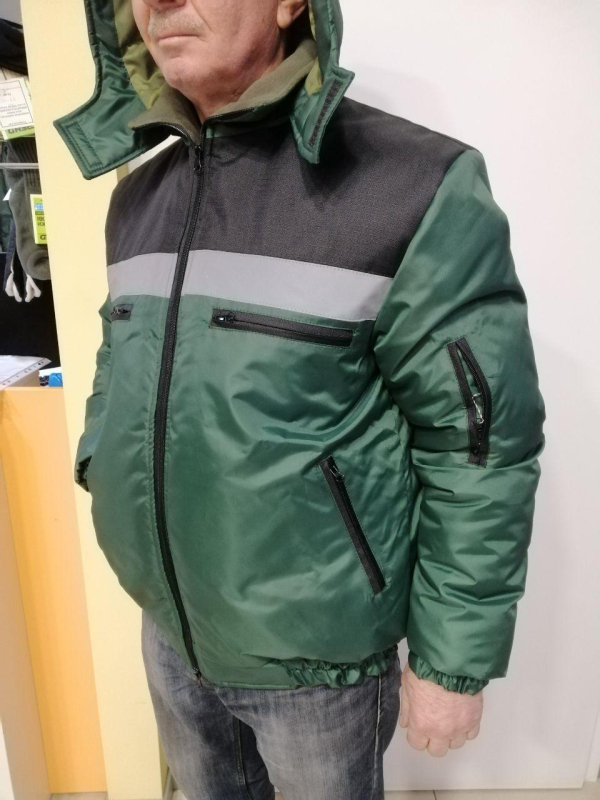 Куртка робоча ЗИМОВА  з капюшоном, тканина ВС, ЗЕЛЕНА р.48-50 ( зріст 3/4, 5/6) ; 52-54( зріст5/6) - фото №2