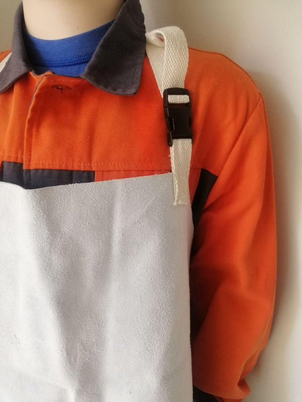 Фартух із нагрудником спилковий вогнестійкий СВЕТЛО-СІРИЙ, довжина 100 см - фото №2