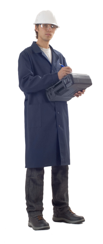 Халат робочий чоловічий синій, тк. ДІАГОНАЛЬ. Розм. 44-46 (рост 158/164) - фото