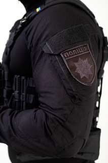 Шеврон ПОЛІЦІЯ чорний - фото