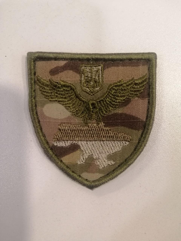 Кокарда ПОЛІЦІЯ ОСОБЛИВОГО ПРИЗНАЧЕННЯ на мультикамі р. 5 х 5.5 см - фото