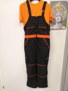 Напівкомбінезон робочий на блискавці ЧОРНИЙ+ОРАНЖ р.60/62 - фото