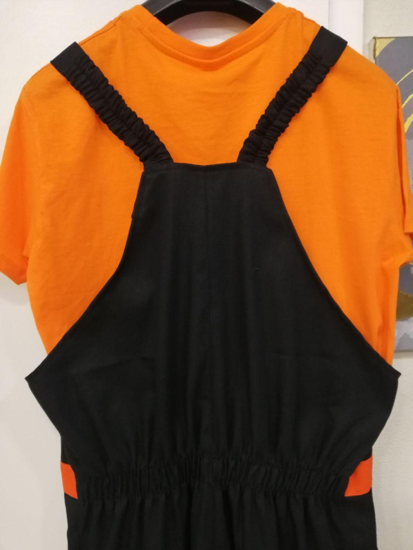 Напівкомбінезон робочий на блискавці ЧОРНИЙ+ОРАНЖ р.60/62 - фото №4