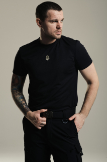 Футболка з малим Гербом (вишивка), ЧОРНА  р. ХЛ - фото