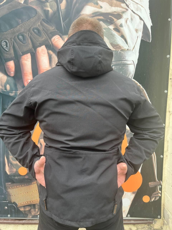 Куртка-штормівка тк. РИП-СТОП ЧОРНА р.46,48, 50,52 - фото №3