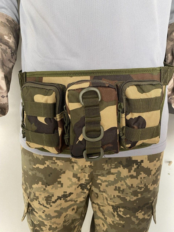 Сумка тактична поясна 3-камерна, камуфляж КАМО - фото