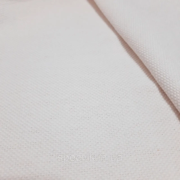 Канвас (рогожка) суровий БІЛИЙ (молочний), 90хб/10пе, щільн.320 гм2, ш.155 см - фото