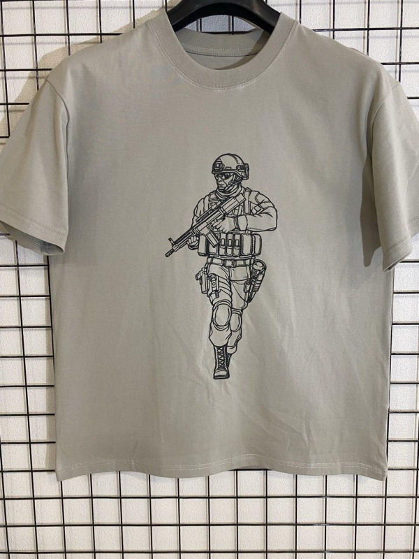 Футболка бавовн. стиль Мілітарі, з принтом ВОЇН р. Л, ХЛ, 2ХЛ - фото