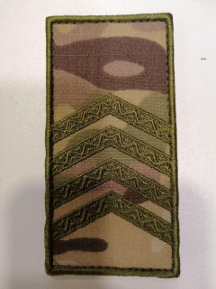 Шеврон на липучці  ПОГОН  ПОЛІЦІЇ СТАРШИЙ СЕРЖАНТ на мультикамі,р. 5х9.5 - фото