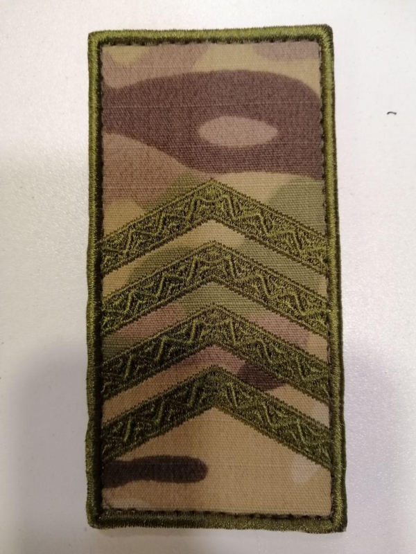 Шеврон на липучці  ПОГОН  ПОЛІЦІЇ СТАРШИЙ СЕРЖАНТ на мультикамі,р. 5х9.5 - фото