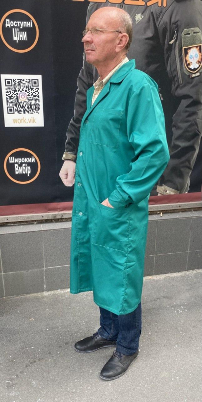 Халат робочий чоловічий зелений, тк. Сорочкова. Розм. 48-50, 52-54, 56-58, 60-62 - фото №2