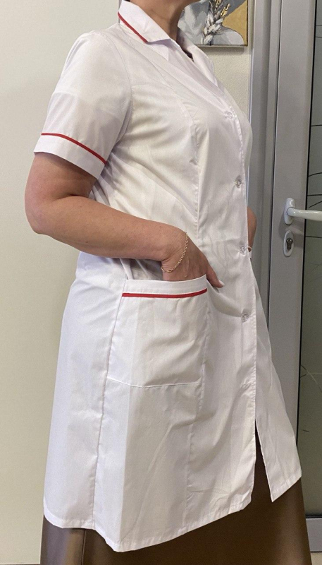 Халат медичний жіночий білий із коротким рукавом, р. 44-46, 48-50, 52-54 - фото №2