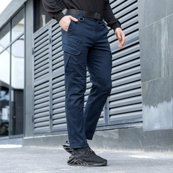 Штани чоловічі  ТЕМНО-СИНІ , тк.котон/стрейч , р.2ХЛ, 3XL (зріст 3/4) - фото