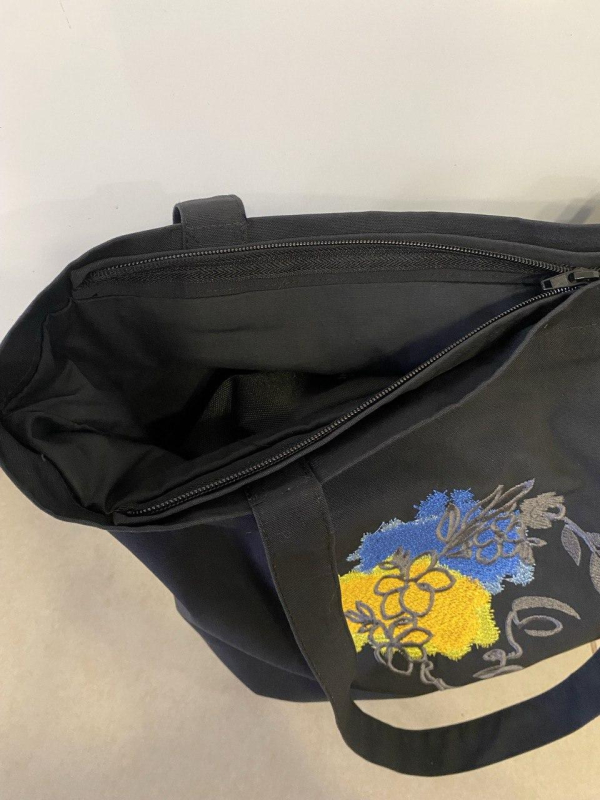 СУМКА-ШОПЕР на блискавці и підкладці  "ДІВЧИНА У ВІНОЧКУ"  р. 46х43 см - фото №2