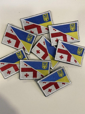Шеврон вишитий ПРАПОР УКРАЇНА-ГРУЗІЯ р.7х4.5 - фото