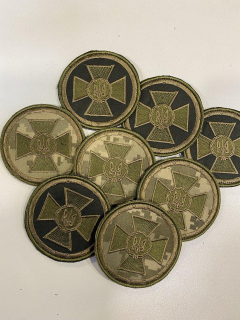 Шеврон СБУ круглий р. 8х8 на оливі, пікселі. - фото