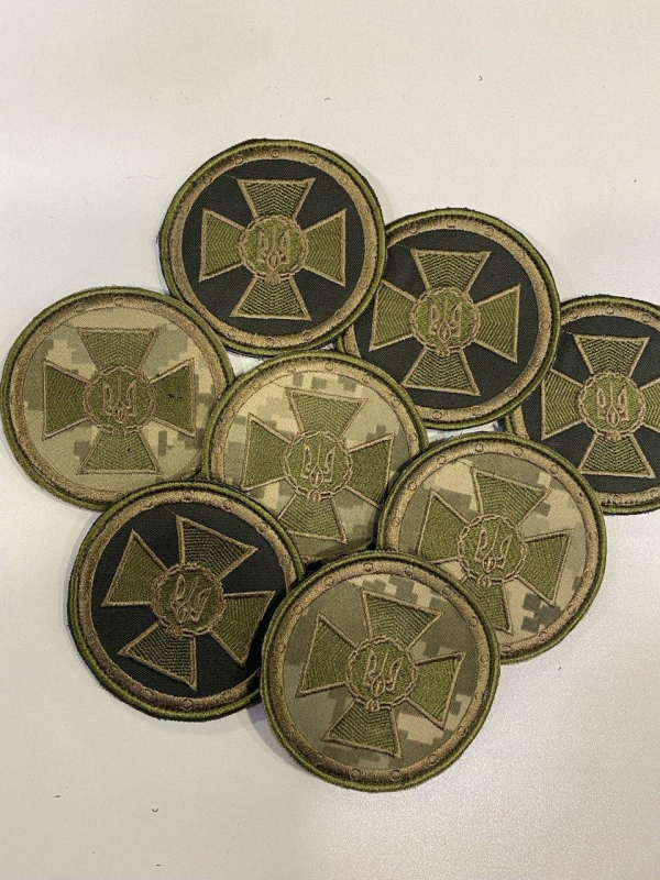 Шеврон  СБУ круглий  р. 8х8 на оливі, пікселі. - фото