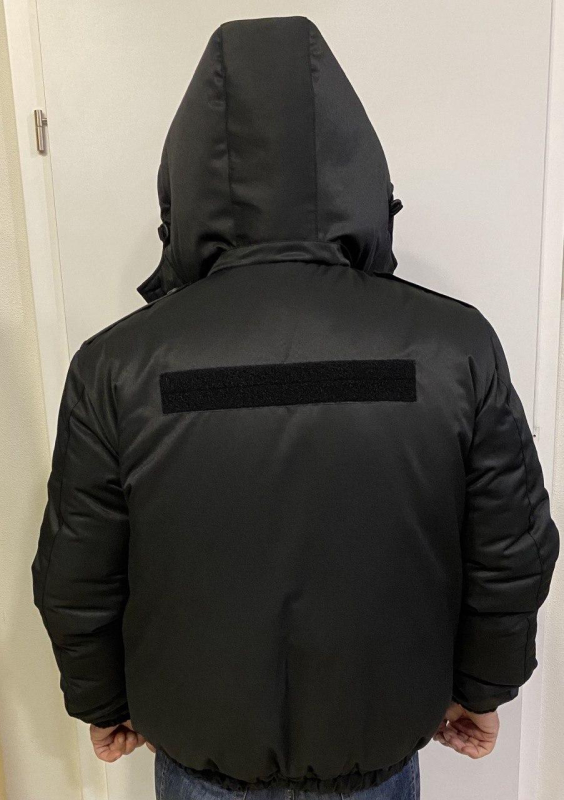 Куртка ОХОРОНЦЯ ЗИМОВА з каптуром, ЧОРНА  р.44/46,48/50,56/58 - фото №2