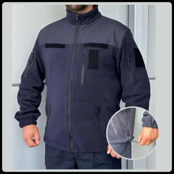 КОФТА ФЛІСОВА комбінована ТЕМНО-СИНЯ р. S,M,L,XL - фото