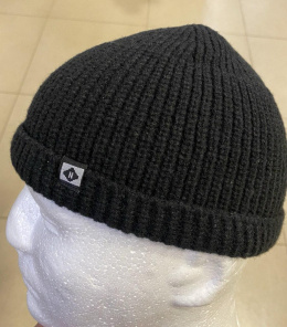 Шапка-докерка в,язана  ЧОРНА, р. універсальний (56-59) - фото