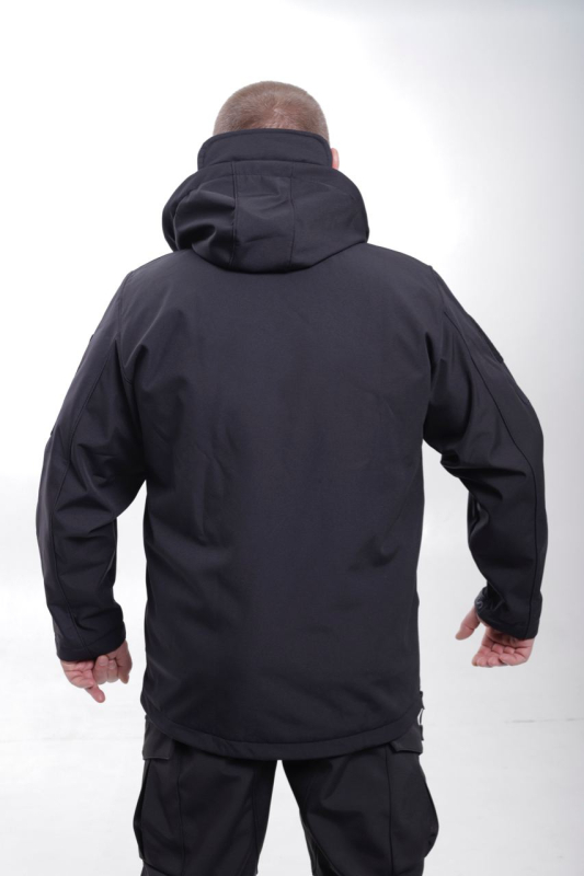 Куртка тактична з капюшоном «Патріот» Softshell чорна - фото №5